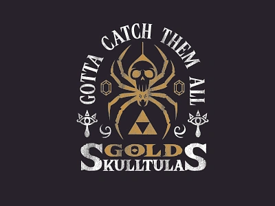 Gold Skulltula apparel badge logo branding breath of the wild gold skulltula label design legend of zelda link nintendo ocarina of time product design shirt sticker videogames