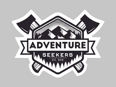 Adventure Seekers Grayscale adventure badge logo outdoors