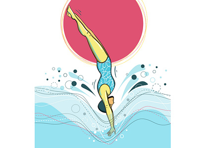 Diving into .. adobe brand branding design dive files flat flat illustration geometic illustration illustrator minimalistic people swimming swimsuit ui uiux vector women