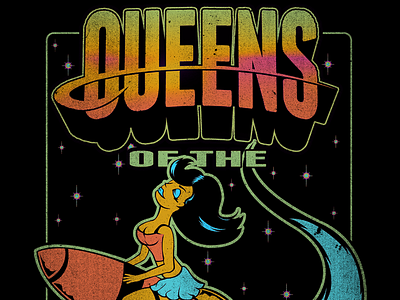 QOTSA - rocket girl age band illustration merch of queens stone the