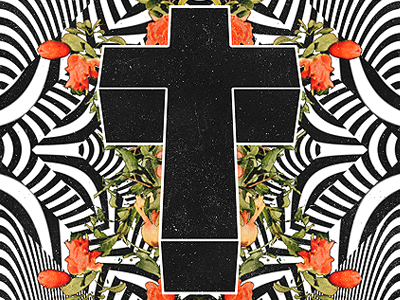 CN011 abstract art collage cross floral paper texture wip