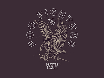 Foo Fighters band eagle foo fighters linework merch merchandise rock t shirt tee worn