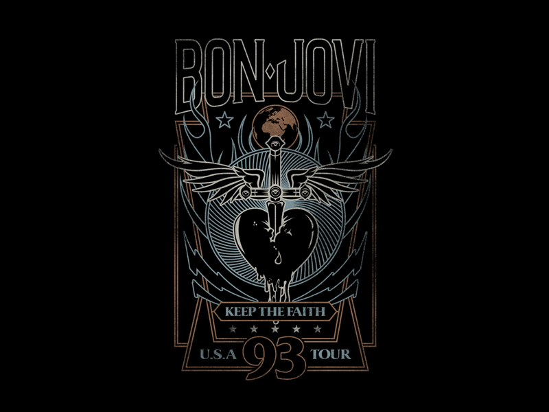 Bon Jovi streetwear music apparel print graphic design band t-shirt merchandise t-shirt band merch bon jovi