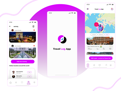 Travel Log UX App 3d animation app branding design graphic design illustration logo motion graphics ui vector