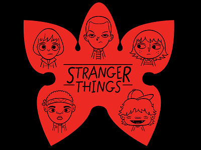 Stranger Things cartoon flatdesign illustration movies tv