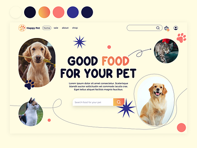 Landing Page Food for pet design landing page logo ui web web design