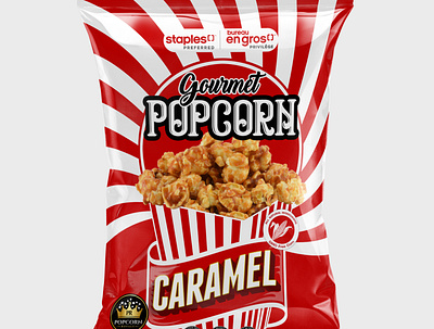 Popcorn Packaging branding caramel gourmet movie packaging popart popcorn product pckaging retro