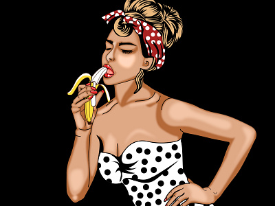 Pinup Girl illustration banana illustration persuasive pinup pinup girl polka pop art retro sexy vector vitage