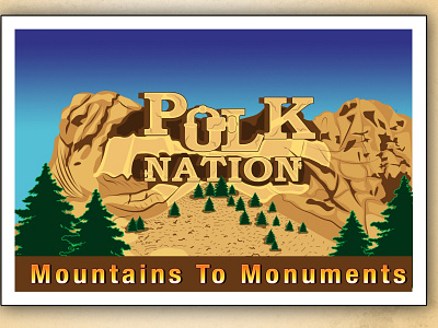 Postcard/logo POLK NATION logo monuments mountains postcard