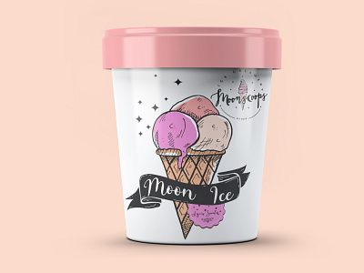 Ice-Cream Cup Packaging box branding cup graphic design hand drwn ice cream illustartion packaging retro