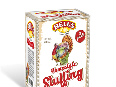 Stuffing mix packaging box illustration mix product label product packaging retro seasoning turkey