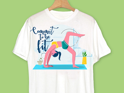 Fitness T shirt design exercise fitness graphic design minimal t shirt vector yoga