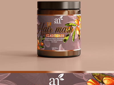 Hair Mask Packaging argan conditioner hair hair msk jar label packaging product label watercolor