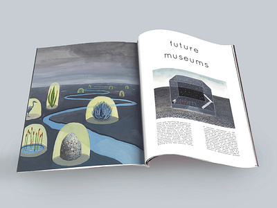 Future Museums magazine layout book design editorial illustration