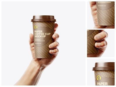 Paper Coffee Cup in a Hand Mockup 3d americano branding cap cgi coffee coffee cup coffee in hand craft cup design graphic design hand hot mockup package packaging paper psd tea