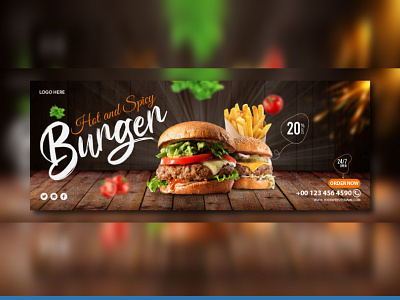 Facebook cover food menu social media template food discount