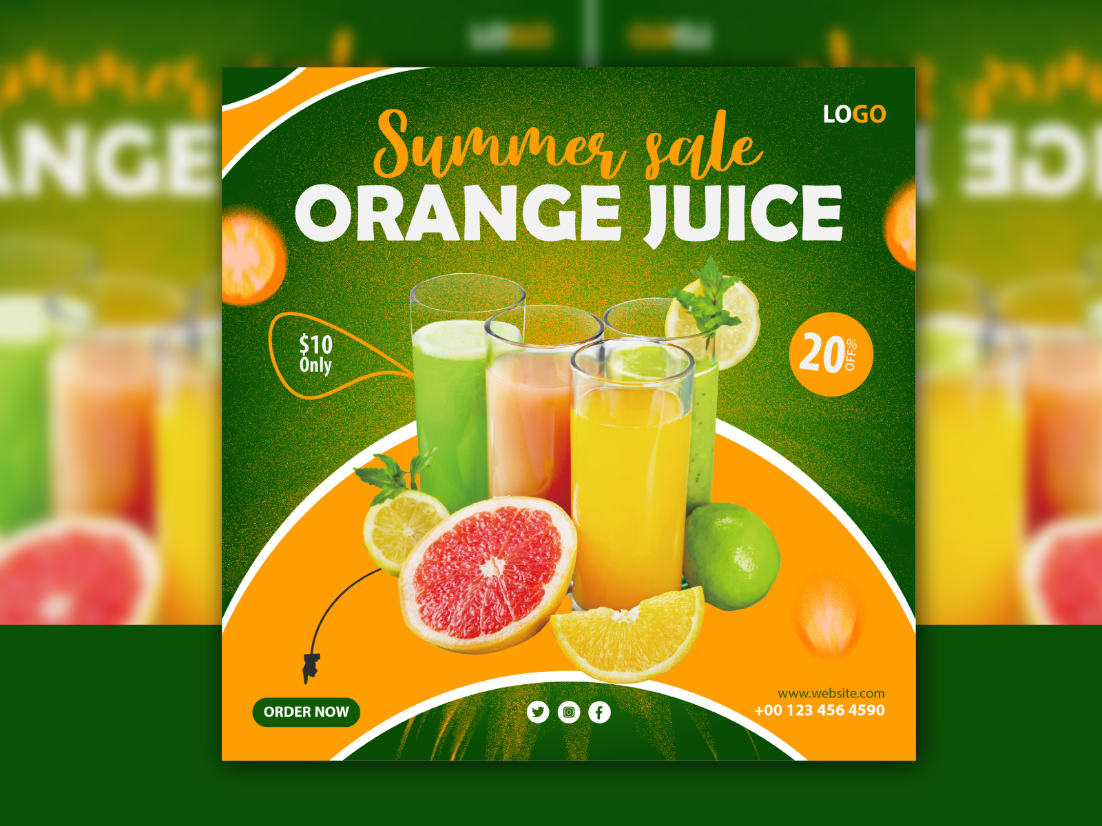 Orange Juice Social Media Post Design Template By Meherab Hossain On