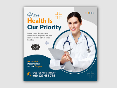 Medical healthcare flyer social media post web promotion banner by ...