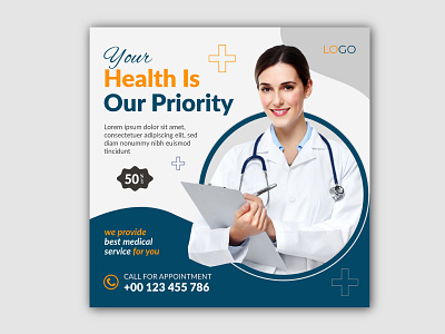 Medical healthcare flyer social media post web promotion banner medicine banner