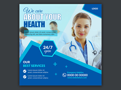 Medical healthcare flyer social media post web promotion banner care social media design