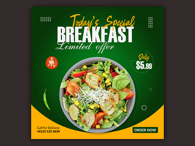 Food social media promotion and instagram banner post design tem banner flyer