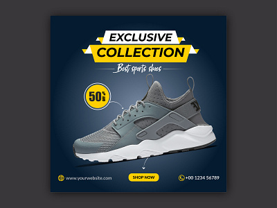 Shoes sale social media instagram post square banner design shopping post