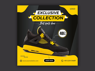 Shoes sale social media instagram post square banner design shopping post