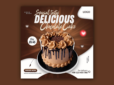 Special dessert chocolate cake social media banner post design food social media