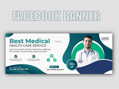 Medical healthcare facebook cover design web promotion banner healthcare background