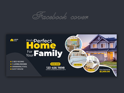 Real estate house property facebook cover banner house for rent