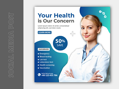 Medical health social media post and instagram banner template