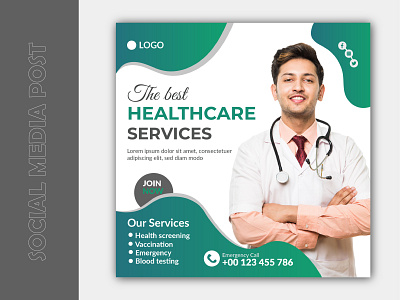 Medical health social media post and instagram banner template