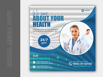 Medical health social media post and instagram banner template dental doctor