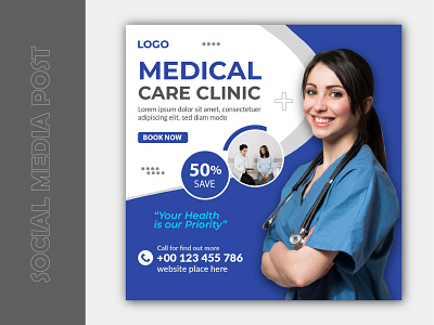 Medical health social media and instagram post template banner health banner