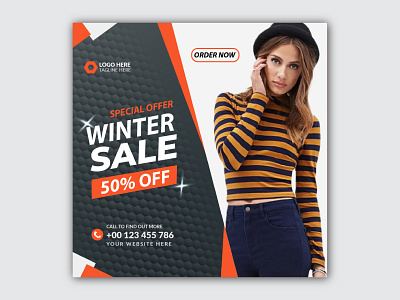 Offer winter offer big sale and social media post banner social media post