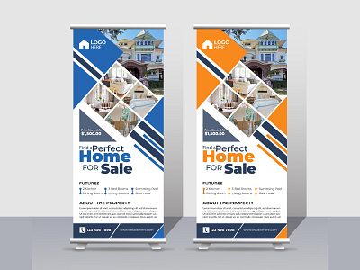 Real estate agency roll up banner design banner template rollup mockup