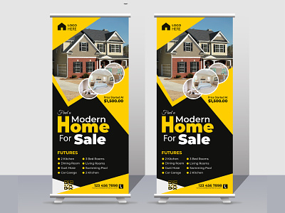 Real estate agency roll up banner design banner template