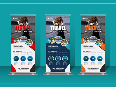 Travel and tour company modern roll up banner design template