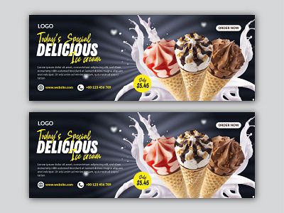 Facebook cover Ice cream social media template food discount icecream
