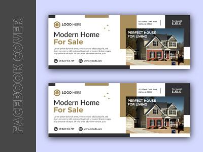 Real estate house property facebook cover banner template design facebook cover template
