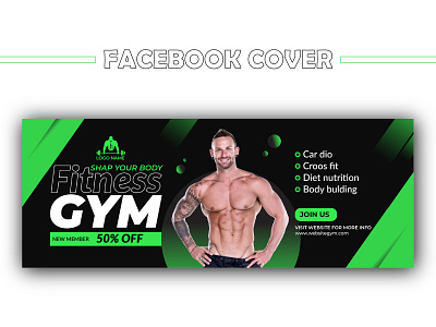 Fitness gym web banner or social media facebook cover template