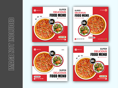 Food menu and restaurant promotional sale social media post big banner
