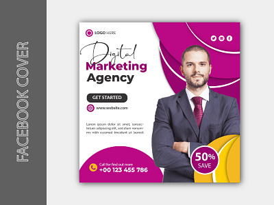 Vector digital marketing agency corporate social media banner