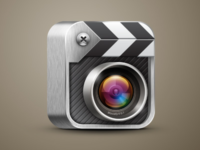 Icon for video recording and editing application clap icon lens movie popiashvili popika video