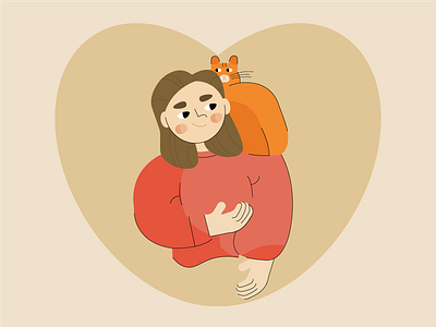 girl with a cat adobe illustrator beautiful design illustration vector