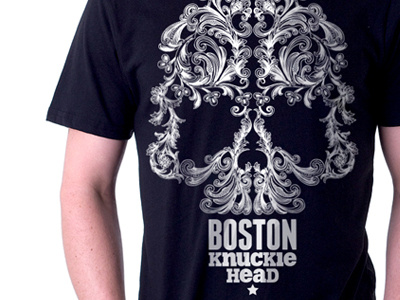 Boston Knucklehead Skull Tee illustration t shirt