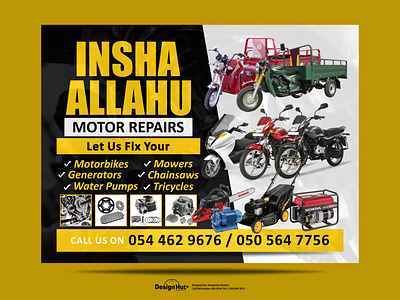 Insha Allahu Motor Repairs Flyer branding design graphic design logo