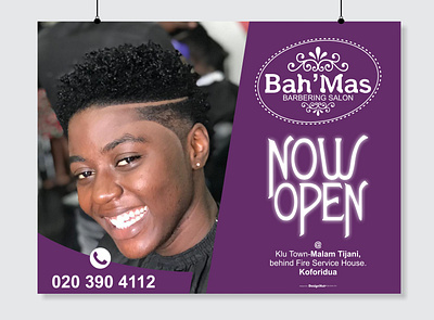 Bah'Mas Barbering Salon Flyer branding design graphic design logo