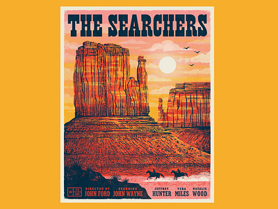 Texas Forever Project - The Searchers canyons cowboys illustration landscape mesas monument valley mountains movie movie poster poster texan texas texas forever project the searchers western western movie