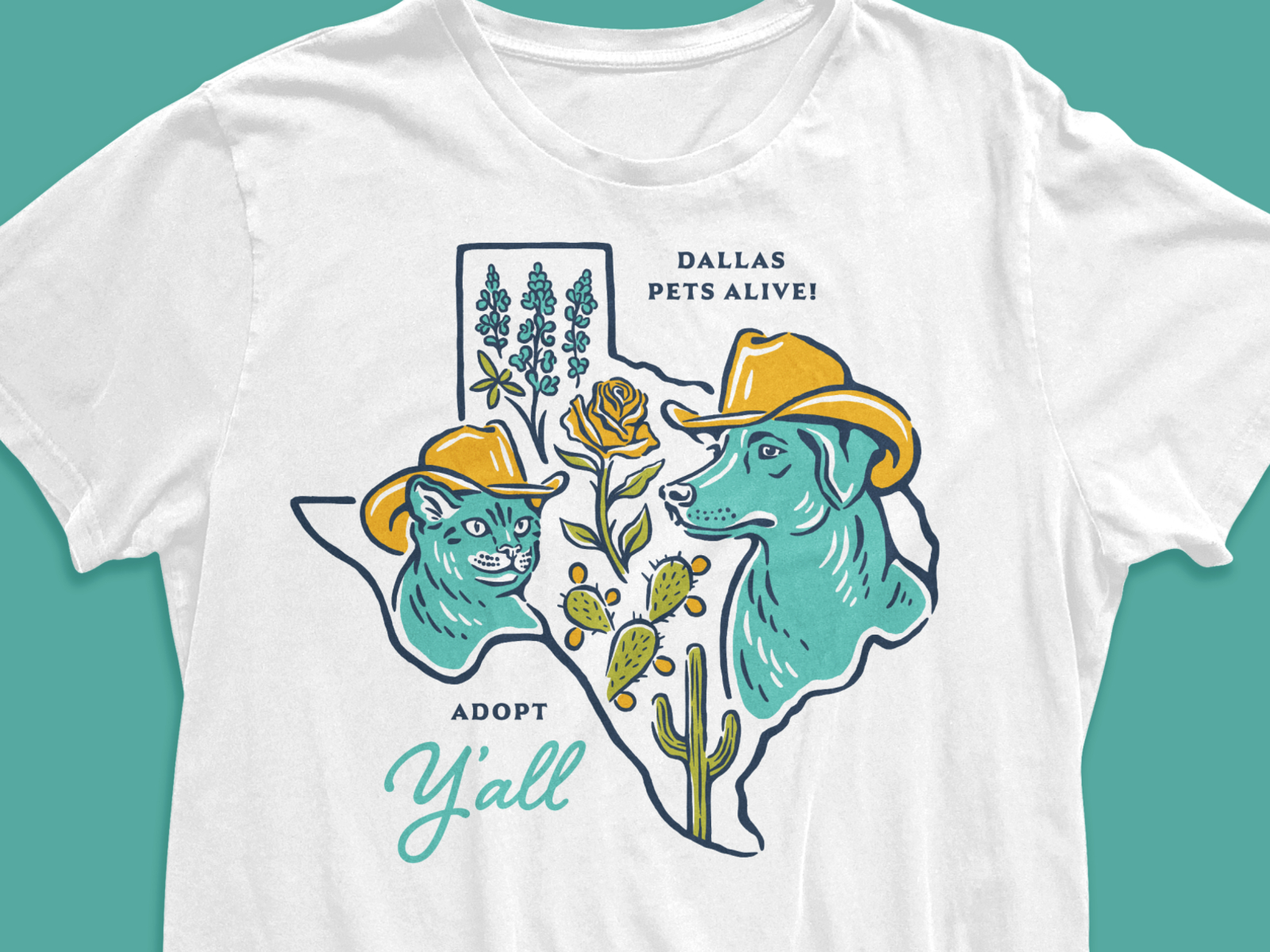Dallas Pets Alive Merch texas dallas tee animal rescue merch clothing apparel tshirt shirt cat dog animal illustration
